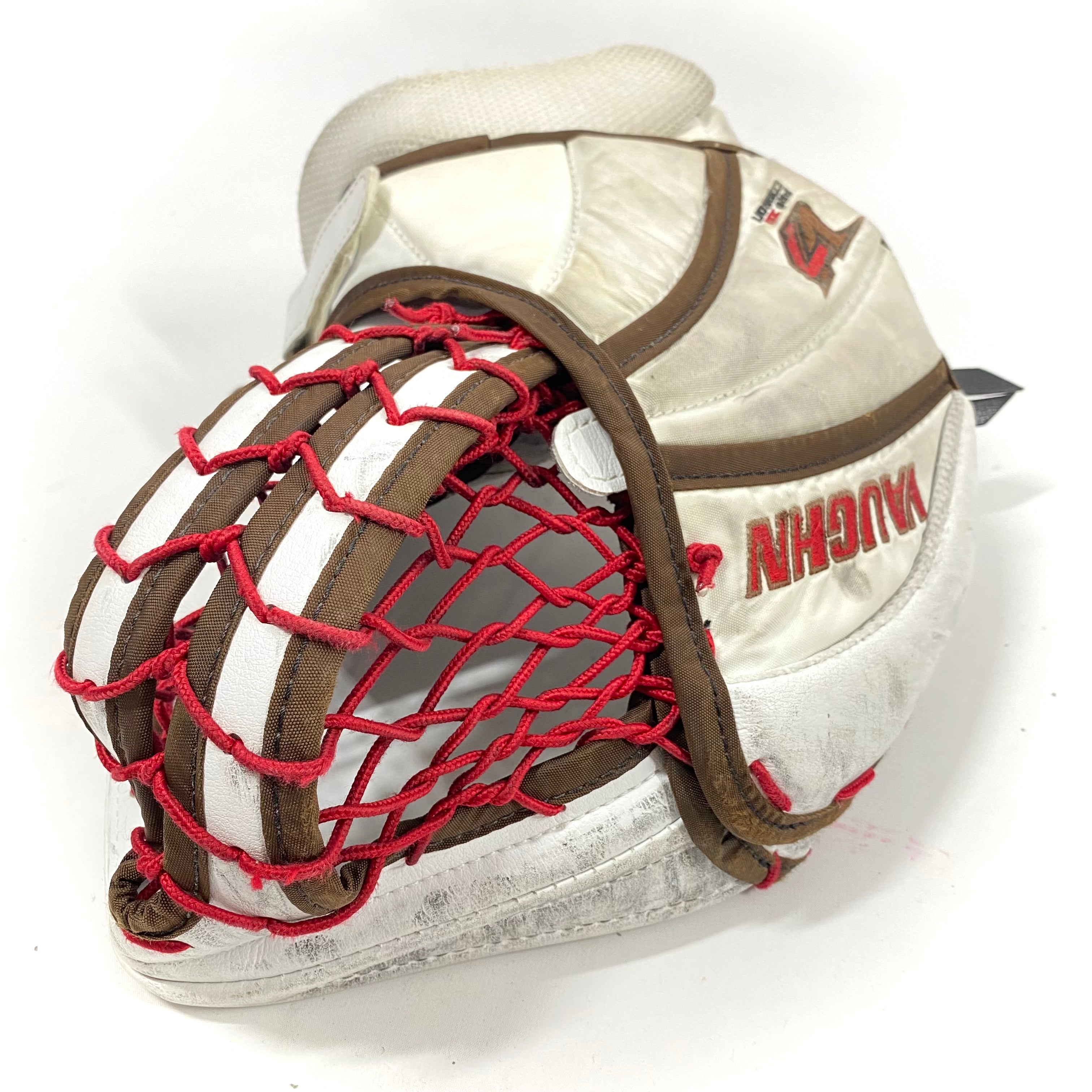 Vaughn Velocity V7 - Jambières de gardien de but Pro Stock d'occasion - Ensemble complet (blanc/marron/rouge)